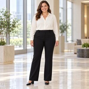 Charter Club 16 Black Tailored Straight Leg Trousers Quiet Luxury Work Pants